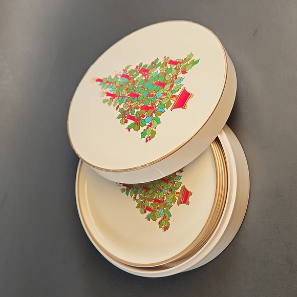 Otagiri Laquerware Holiday Coaster set presentation box Vintage 70s - Picture 3 of 12
